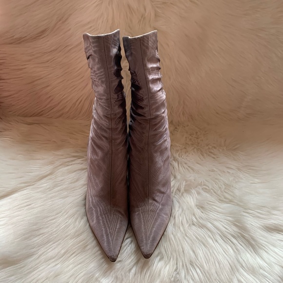 Rare JIMMY CHOO Logo Silver Gathered Booties - Picture 4 of 8